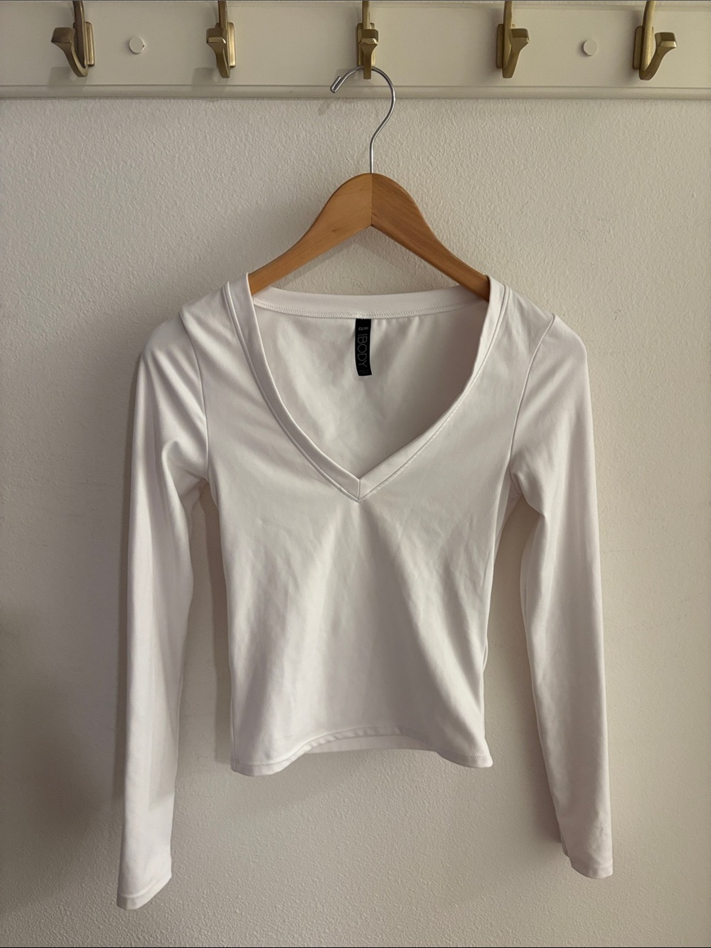 Cotton On White Long-Sleeve V-Neck Tee